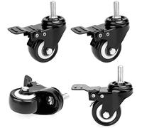 Himimi Ruedas para Muebles, 4 x Ruedas Giratorias con Freno 50mm, Negro (con nueces)
