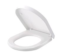 HIMIMI - Tapa de WC, Asiento para Inodoro en Forma de D, Bisagras Ajustables, Cierre Suave Lento, Desmontaje rápido, Fácil de Limpiar, Blanco, 450 x 361 x 53 mm