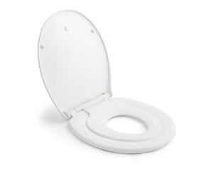 Himimi Tapa WC, Asiento de Inodoro Familiar con Asiento Magnético para Niños, Freno de Descenso y Bisagra Ajustable, Asiento de Inodoro de Polietileno para Adultos y Niños (447 x 371 x 55 mm)