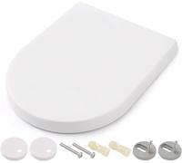 Himimi Tapa WC Universal, Asiento para Inodoro, Asiento de Inodoro en Forma de D, Tapas de Water Cierre Suave Lento, Bisagras Ajustables, Desmontaje Rápido, Fácil de Limpiar(450 x 361 x 53 mm)