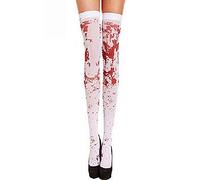 HIMKI Medias de Halloween Disfraces Carnaval Halloween Medias de enfermera Disfraz (Blanco sangrienta)