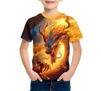 HIMKSRE Camiseta Infantil con Estampado 3D de Megalosaurio, Manga Corta, Informal, for Exteriores y Verano(S35TX150836,100)