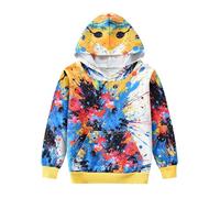 HIMKSRE Sudadera con Capucha for niño con Estampado 3D de Manga Larga, Jersey Amarillo con diseño de relámpago y Trueno, Sudadera con Capucha for niño de 3 a 4 años(Colorful Painting,130)