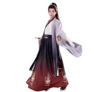 HIMKSRE Traje de hada china Hanfu for hombre, elegante traje de Wei Jin con cuello cruzado de retazos de la dinastía Song, ropa de cosplay tradicional(Full set red,XXL)