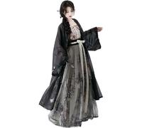 HIMKSRE Vestido Hanfu 4XL for mujer, estilo moderno de la dinastía Song china, disfraz de Cosplay de gran tamaño, conjuntos de Hanfu negros de verano(M)