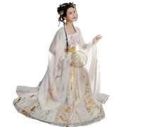 HIMKSRE Vestido Hanfu chino de talla grande 3XL for mujer, disfraz de hada for carnaval, fiesta, vintage, dinastía Tang, blanco, talla grande(M)