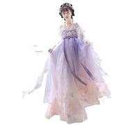 HIMKSRE Vestido Hanfu de hada melocotón con dedo de jade y giro hasta el pecho for mujer, primavera/verano, estilo inmortal mejorado, dinastía Tang(M)