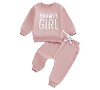 Himllauen Vestidos para niña sudadera manga larga + pantalones dos piezas conjuntos niña Daddy's Girl conjunto de mono lindo para niñas, F Rosa, 2-3 Años