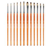 Himmlfel 12 Piezas Pinceles Incluyendo Punta Redonda y Filbert Tipos de Pincel, para Muchas Necesidades de Pintura, para acrílico, Acuarela, óleo y Gouache Pintura