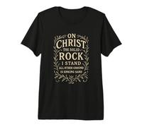 Himnos - sobre Cristo la Roca Sólida I Stand - Biblia Cristiana Camiseta Premium