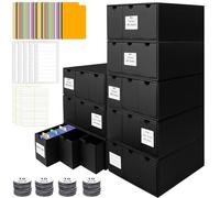 HIMOMO Caja de almacenamiento para más de 14.000 tarjetas, caja de almacenamiento con 72 separadores de tarjetas, caja para TCG, MTG, PTC Toploader, con etiquetas y cinta adhesiva (21-600 CT)