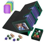 HIMOMO Deck Box para Magic the Gathering, Magic Commander Deck Box para más de 200+ cartas de TCG, Compatible con MTG, YGO, PTCG, con 2 divisores y 1 bandeja para dados(verde)