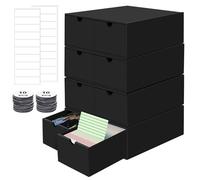 HIMOMO Lote de 4 cajas para fichas A7, Negro - Caja de almacenamiento de cartón para fichas de 105 × 74 mm, organizador de fichas para estudio, hogar, recetas, oficina (para más de 7000 fichas)