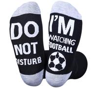 Himozoo Calcetines divertidos, con texto en inglés "Do Not Disturb I'm Watching Football" cosidos, rellenos de calcetines para hombres y mujeres, regalos de Navidad, cumpleaños, padres, calcetines de