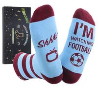 Himozoo Calcetines divertidos con texto en inglés «Do Not Disturb I'm Watching Football or Rugby», para hombres y mujeres, amantes del fútbol, Shhh-Vino azul, M-4XL