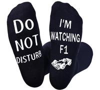 Himozoo Calcetines divertidos para hombre, calcetines con texto en inglés "Do Not Disturb", para Acción de Gracias, Navidad, cumpleaños, ideas de regalo novedosas para los amantes del fútbol o la F1