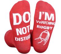 Himozoo Lustige Socken mit Aufschrift Do Not Disturb I'm Watching Football oder Rugby, für Damen und Herren, Rugby, Fußballliebhaber, Geschenke, Rojo Rugby, M-4XL