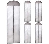 HIMRY 5 Piezas x Transpirable Funda de ropa, 180 cm x 60 cm Bolsa de Ropa Protector para Vestidos de Novia o de Fiesta, Trajes, Abrigos. Cierre de cremallera, Bolsa de Ropa, Negro, KXB105 Black-5x