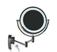 HIMRY LED Cosmética Espejo 8,5 Pulgadas 5X Aumentos, con o Sin Perforación, Maquillar Espejo de Pared con Luz y Brazo Articulado, Enchufe Español, Cara Doble: Estándar + 5X Aumentos. KXD3129-5x