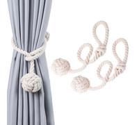 Himtop Un par de alzapaños de cuerda de cortina tejido a mano con una sola bola beige para decoración del hogar (2 unidades)