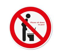 hin520 - Adhesivo con texto en alemán "Please sit down to pee!" Ø 20 cm - Tapa de inodoro - tapa de inodoro - por favor en el asiento - Pegatina grande recortada por contorno autoadhesivo redondo
