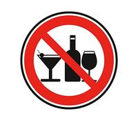 hin559 - Pegatina de prohibición de bebidas alcohólicas redondas de 20 cm de diámetro, autoadhesivas, texto en alemán