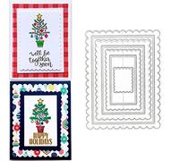 hinana Juego de 7 troqueles de metal con marco rectangular, vieiras cosidas, etiquetas de anidación, troqueles de corte de fondo para álbumes de recortes, álbumes de recortes, decoración de tarjetas