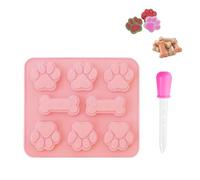 Hinapan 1 molde para galletas para perros, diseño de patas y huesos, moldes de silicona reutilizables, antiadherente, para chocolate, gelatina y helados, incluye 1 pipeta (6)