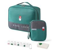 Hinapan 2 bolsas de medicamentos de gran capacidad, bolsa de primeros auxilios impermeable y botiquín de viaje, bolsa de almacenamiento vacía para el hogar, oficina, camping y al aire libre