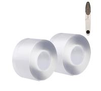 Hinapan 2 unidades de cinta adhesiva de doble cara y tijeras, cinta nano extraíble, almohadillas adhesivas transparentes de doble cara, extraíbles y reutilizables, para pósteres, alfombras, imágenes,