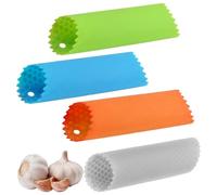 Hinapan 4 piezas de silicona para eliminar ajos, pelador de ajos, prensa de ajos, rodillo de ajo, picadora de ajos, utensilios de cocina sin residuos de olores