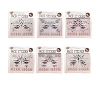Hinapan 6 Diseños de Strass Brillantes - Adhesivos para Cara, Cuerpo y Uñas - Piedras Autoadhesivas para Fiestas, Raves y Tatuajes Temporales