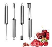 Hinapan Juego de 4 herramientas de extracción de núcleos de acero inoxidable para frutas y verduras, para frutas y verduras, para fecha roja, manzana, pera, cereza, tomate y chile