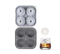 Hinapan Juego de 4 moldes de silicona para cubitos de hielo (bola y estrella de la muerte) 3D con tapa de embudo, sin BPA, reutilizables, para hielo, whisky, cócteles, zumos