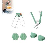 Hinapan Juego de 6 pinzas de agarre para placa calefactora, clip para tazón de acero inoxidable, guantes de horno, cojines, pinza antiquemaduras, pinza antideslizante de acero inoxidable