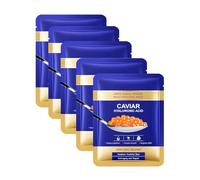 Hinapan Mascarilla Anti-Edad Reparadora de Caviar 5 Unidades, Mascarilla Hidratante Intensa, Reafirma y Mejora la Elasticidad, Revitaliza y Redensifica la Piel, Para una Piel Firme y Radiante