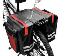 HINATAA Alforjas Doble Bicicleta, 30L Impermeable Bolsas Bicicletas Traseras, Bolsa Alforja Trasera para Bicicleta con Tiras Reflectantes, Alforjas Bicicleta para Ciclismo, Viajes, Camping (Rojo)