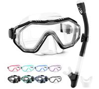 HINATAA Gafas de Buceo, 180° Antivaho Gafas de Snorkel y Antifugas Tubo de Esnórquel de Silicona, Anti UV Máscara de Buceo, Respiración Fácil Set de Snorkel para Adulto y Adolescentes (Negro Blanco)