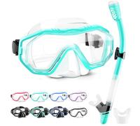 HINATAA Gafas de Buceo, 180° Antivaho Gafas de Snorkel y Antifugas Tubo de Esnórquel de Silicona, Anti UV Máscara de Buceo, Respiración Fácil Set de Snorkel para Adulto y Adolescentes (Verde)