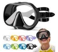 HINATAA Gafas de Buceo para Adultos, Macaron Colores Frameless Gafas y Tubo de Snorkel Set, Vista Ultra Amplia Templado Lente Antifugas Gafas Buceo Set para Snorkel y Buceo (Negro)