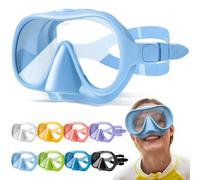 HINATAA Juego de esnórquel para adultos, gafas de buceo sin marco, 180°, ultra visión amplia, antivaho, antifugas, máscara de buceo profesional, gafas de natación para mujeres y hombres (azul)