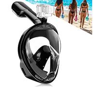 HINATAA Máscara de Buceo, 180°Vista Máscara de Snorkel con Anti-Vaho, Anti-Fugas Máscara de Esnórquel con Soporte de Cámara, Máscara de Gafas Easy Breathe para Adultos, Niños (Negro, S/M)