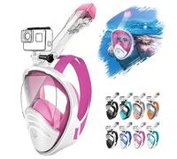 HINATAA Máscara de Buceo, Diseño de Doble Bola Flotante Anti-vaho Anti-Fuga Máscara de Snorkel, 180° Visión y Cámara Puede Colocarse Gafas de Snorkel Máscara, para Adultos,Jóvenes,Niños (L/XL, Rosa)