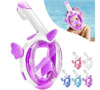 HINATAA Máscara de Buceo para Niños, 180°Panorámica Anti-Vaho,Máscara y Antifugas con Doble Vía de Flujo de Aire,para Niños de 4 a 10 Años(Morado),Blanco,Rosa,Azul,Morado,Azul Oscuro