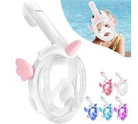 HINATAA Máscara de Buceo para Niños, Máscara de Snorkel 180°Panorámica Anti-Vaho, Anti-Fugas con Doble Vía de Flujo de Aire, para Niños de 4 a 10 Años (Blanco)
