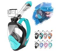 HINATAA Máscara de esnórquel de cara completa de 180°, diseño de doble bola flotante antifugas, sistema de respiración antivaho de secado completo, para adultos y jóvenes (L/XL, negro y verde)