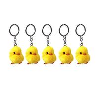 HINAYOSAN 5 llaveros de moda con diseño de pollito, decoración de Pascua, anillos de coche, llavero de pato amarillo peludo