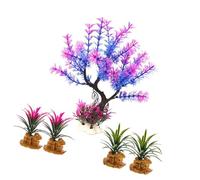 HINAYOSAN Acuarios simulación de plantas acuáticas árbol de musgo artificial con base para peceras que mejoran el medio ambiente, accesorios de paisaje, plantas de peceras