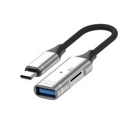 HINAYOSAN Adaptador USB C a USB 3.0 con ranura para lector de tarjetas de memoria macho a hembra, convertidor de cable de 5 Gbps, transferencia de datos a