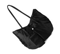HINAYOSAN Bolsa de hombro de nailon esencial para uso diario, organizada, con cordón plisado, gran capacidad para el trabajo, la escuela y el ocio, bolsa de compras, Black, One Size